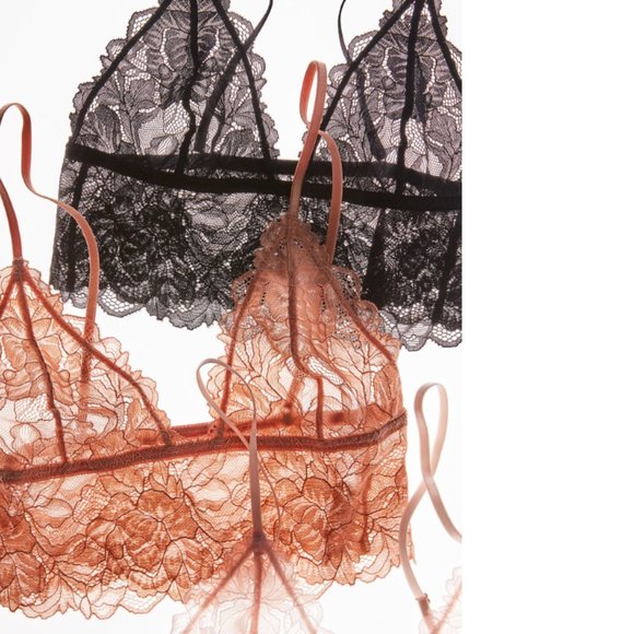 Free People Everyday Lace Longline Bralette Black Combo XS/M - Picture 4 of 4